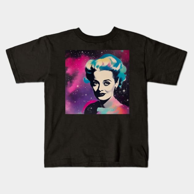 Vintage Retro Bette Davis in the Galaxy Kids T-Shirt by RetroSalt